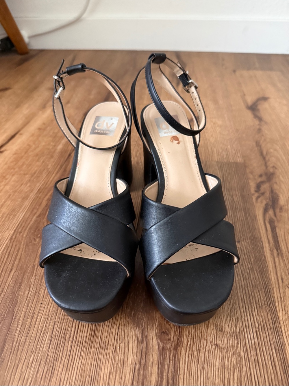 DV by Dolce Vita Black Crisscross Ankle-Strap Platform Sandals